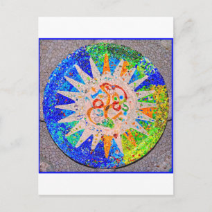 Gaudi Detail Blue Postcard