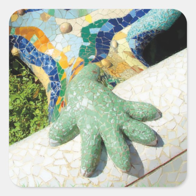 Gaudi Hand Mosaic Square Sticker (Front)