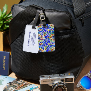 Gaudi Inspired Blue Round Shapes Mosaic Pattern Luggage Tag