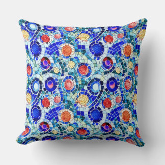 Gaudi Inspired Multicolor Mosaic Pattern Cushion