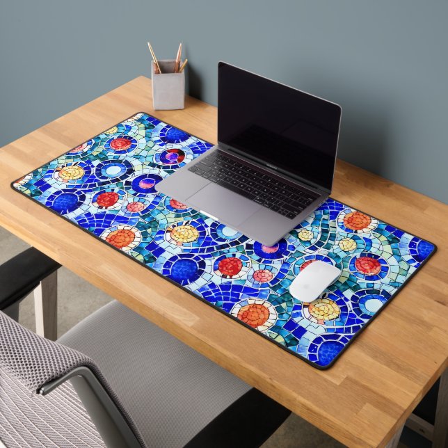 Gaudi Inspired Multicolor Mosaic Pattern Desk Mat (Office 2)