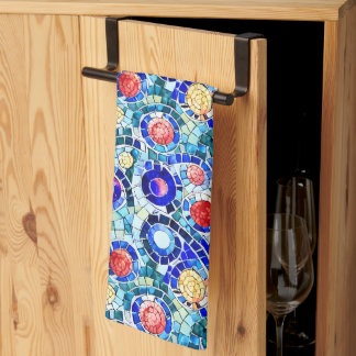 Gaudi Inspired Multicolor Mosaic Pattern Tea Towel