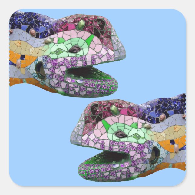 Gaudi Lizard Head Mosaics Square Sticker (Front)