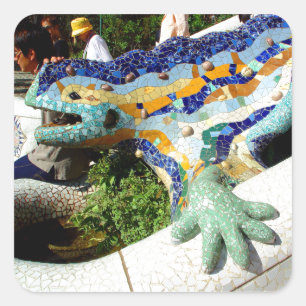 Gaudi Lizard Mosaics Square Sticker