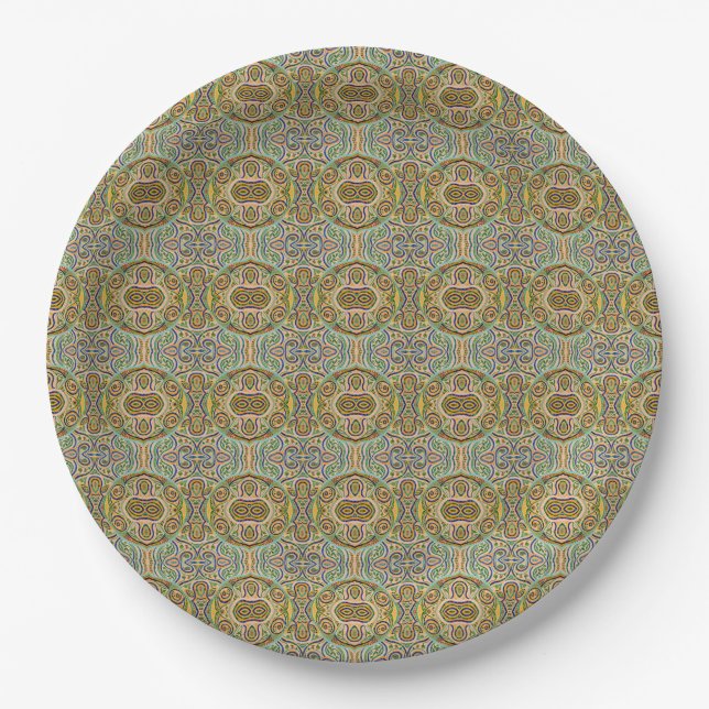Gaudí Mosaic Inspired Pattern – Colourful Abstract Paper Plate (Front)