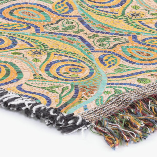 Gaudí Mosaic Inspired Pattern – Colourful Abstract Throw Blanket (Corner)