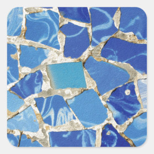 Gaudi Mosaics With an Oil Touch Square Sticker