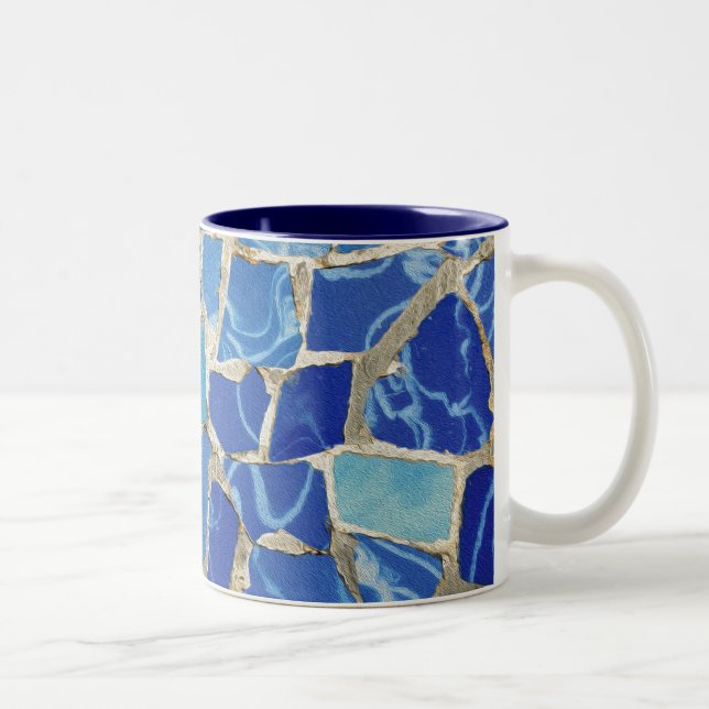 Gaudi Mosaics With an Oil Touch Two-Tone Coffee Mug (Right)