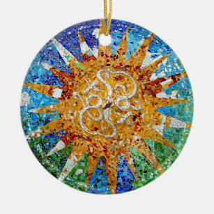 Gaudi Sunburst Mosaic Ceramic Ornament