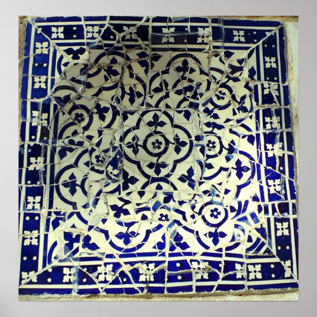 Gaudi's Park Guell Mosaic Tiles Barcelona Poster (Front)