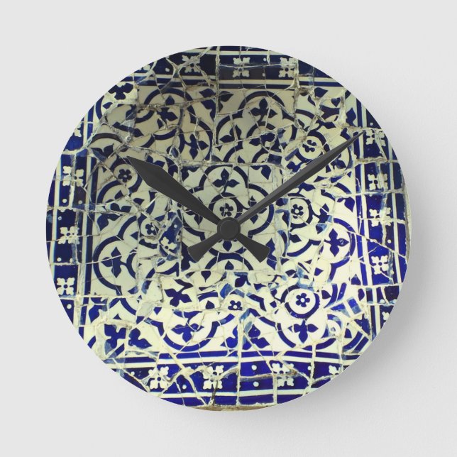 Gaudi's Park Guell Mosaic Tiles Barcelona Round Clock (Front)