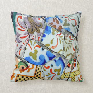 Gaudi's Park Guell Mosaic Tiles Ceramic Ornament Cushion