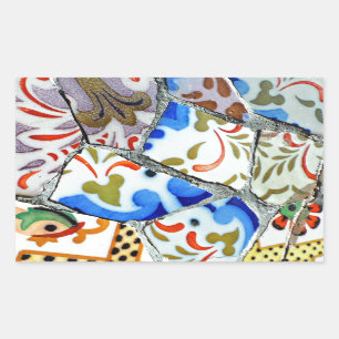 Gaudi's Park Guell Mosaic Tiles Rectangular Sticker
