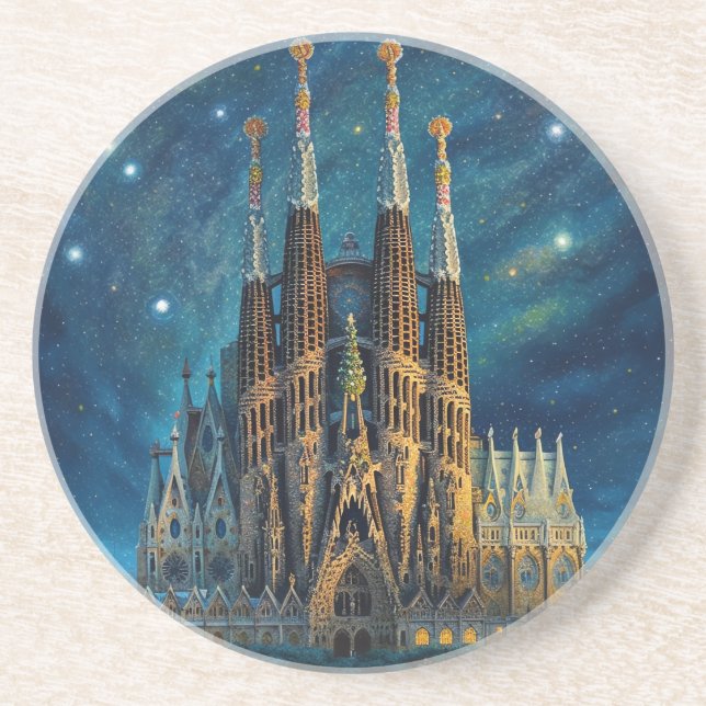 Gaudi's Starry Dream | Barcelona Sagrada Familia Coaster (Front)
