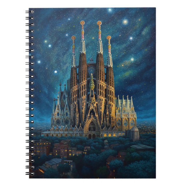 Gaudi's Starry Dream | Barcelona Sagrada Familia Notebook (Front)