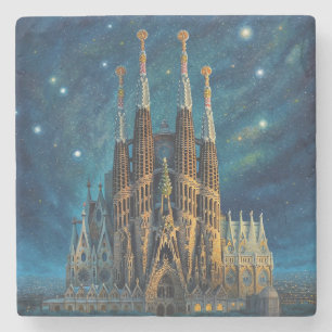 Gaudi's Starry Dream Barcelona Sagrada Familia Stone Coaster