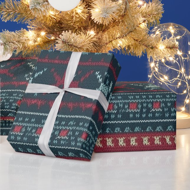 Gaudy Ugly Christmas Sweater Design Wrapping Paper (Holidays)