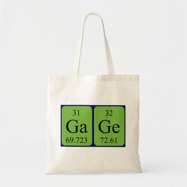 Gauge periodic table name tote bag (Front)