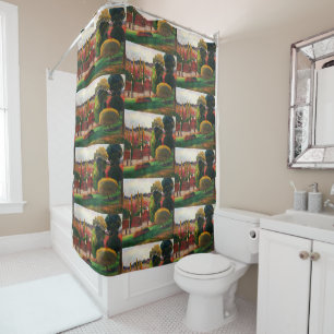 Gauguin A Farm in Brittany Vintage Landscape Art Shower Curtain