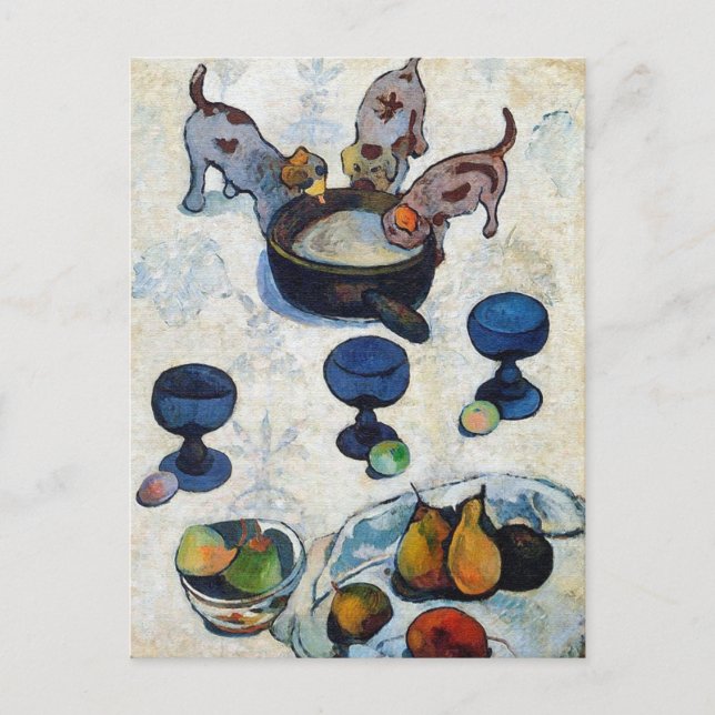 Gauguin Art Postcard: Still Life with 3 Puppies Postcard (Front)