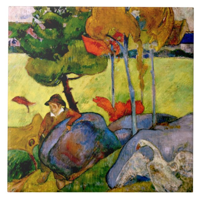 Gauguin - Breton Boy in a Landscape Ceramic Tile (Front)