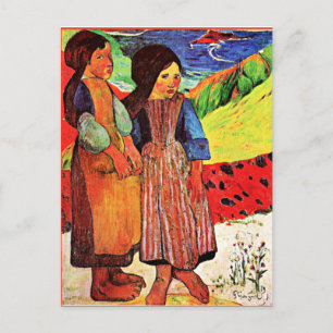 Gauguin - Breton Girls by the Sea Postcard