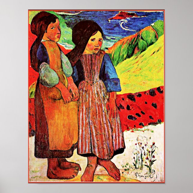 Gauguin - Breton Girls by the Sea Poster (Front)