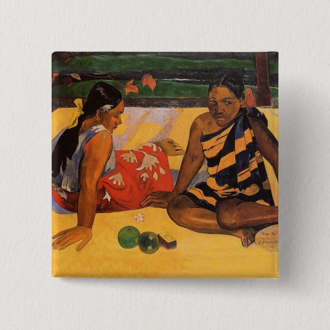 Gauguin French Polynesia Tahiti Women Painting 15 Cm Square Badge (Front)