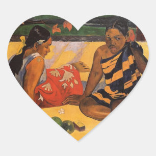 Gauguin French Polynesia Tahiti Women Painting Heart Sticker