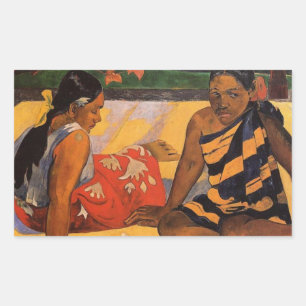 Gauguin French Polynesia Tahiti Women Painting Rectangular Sticker
