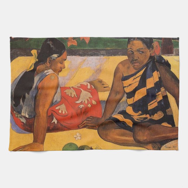 Gauguin French Polynesia Tahiti Women Painting Tea Towel (Horizontal)