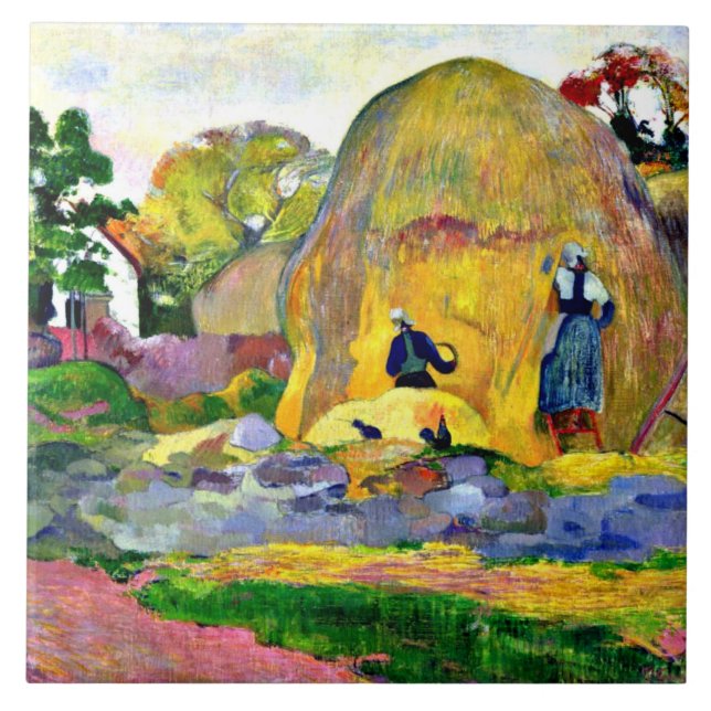 Gauguin - Golden Harvest, Paul Gauguin painting. Ceramic Tile (Front)