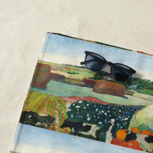 Gauguin Haystacks in Brittany Vintage Art Poster Beach Towel