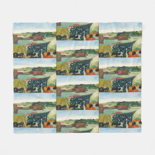 Gauguin Haystacks in Brittany Vintage Art Poster Fleece Blanket