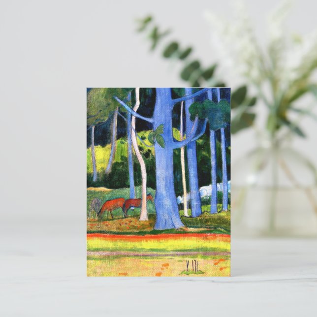 Gauguin - Landscape with Blue Tree Trunks Postcard (Standing Front)