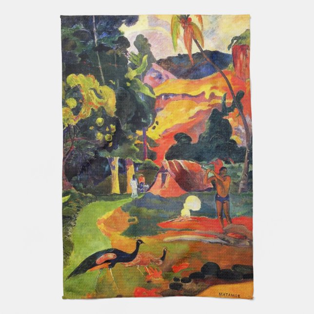 Gauguin Landscape with Peacocks Kitchen Towel (Vertical)