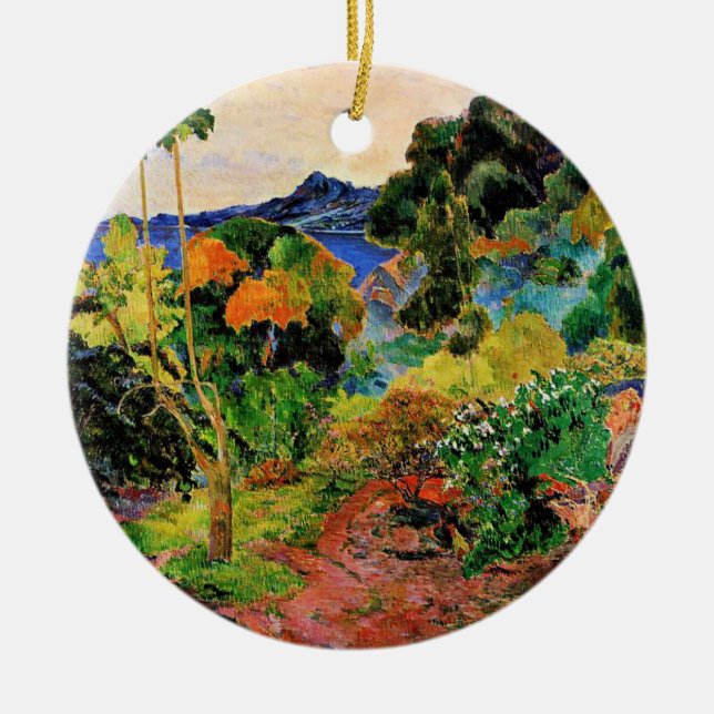 Gauguin - Martinique Landscape, famous painting, Ceramic Ornament (Front)