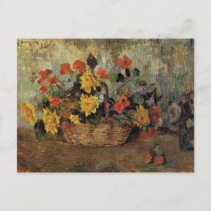 Gauguin - Nasturtiums and Dahlias in a Basket Postcard