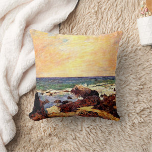 Gauguin - Rocks and Sea, 1886, painting Cushion
