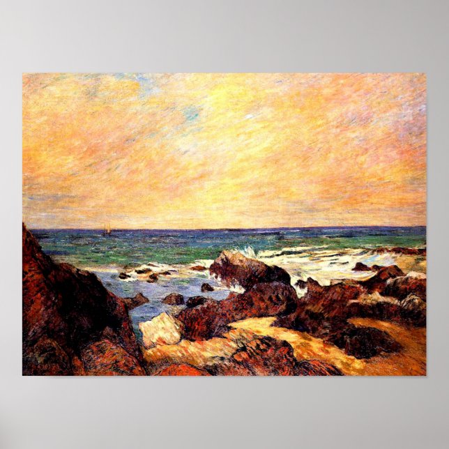 Gauguin - Rocks and Sea, famous painting, Poster (Front)