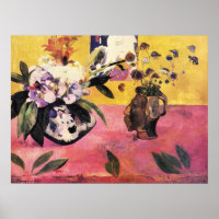 Gauguin Still Life Head Vase Japanese Woodcut Art