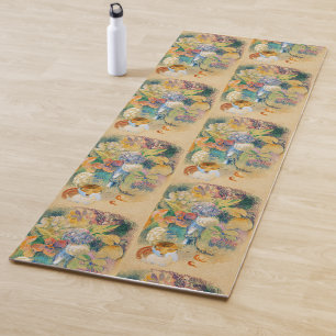 Gauguin Still Life with Cat Vintage Floral Art Yoga Mat