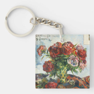 Gauguin Still Life with Peonies Vintage Art Print Key Ring