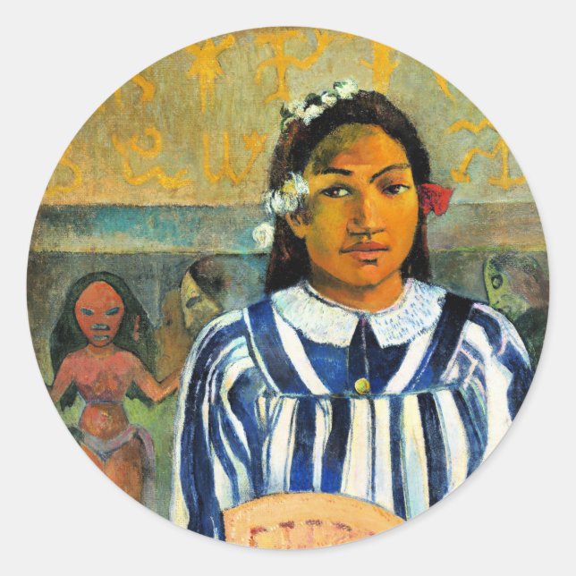 Gauguin - Tehamana  has Many Parents/The Ancestors Classic Round Sticker (Front)