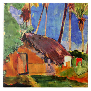 Gauguin - Thatched Hut under the Palms Ceramic Tile