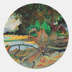 Gauguin - The Hibiscus Tree, famous painting Classic Round Sticker
