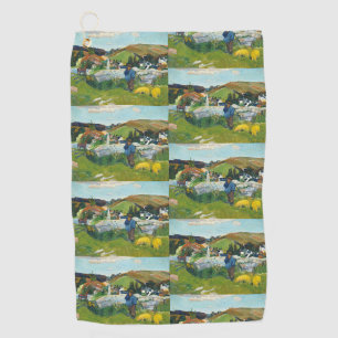 Gauguin The Swineherd Vintage Rural Art Poster Golf Towel