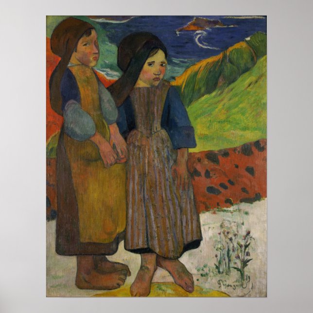 Gauguin - Two Breton Girls By The Sea 1889 Poster (Front)