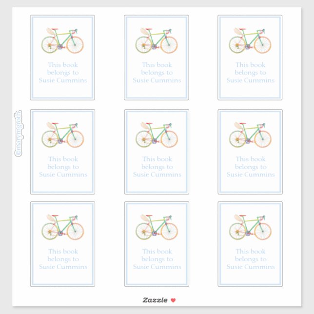 Gaurdian Bike with blue border Bookplate (Sheet)