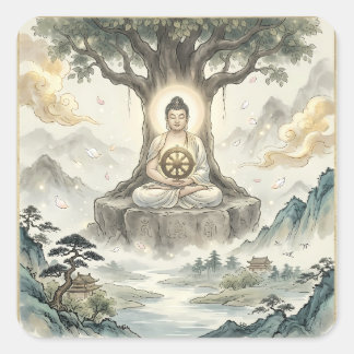 Gautam Buddh Meditation Art Sticker - Peaceful Dha